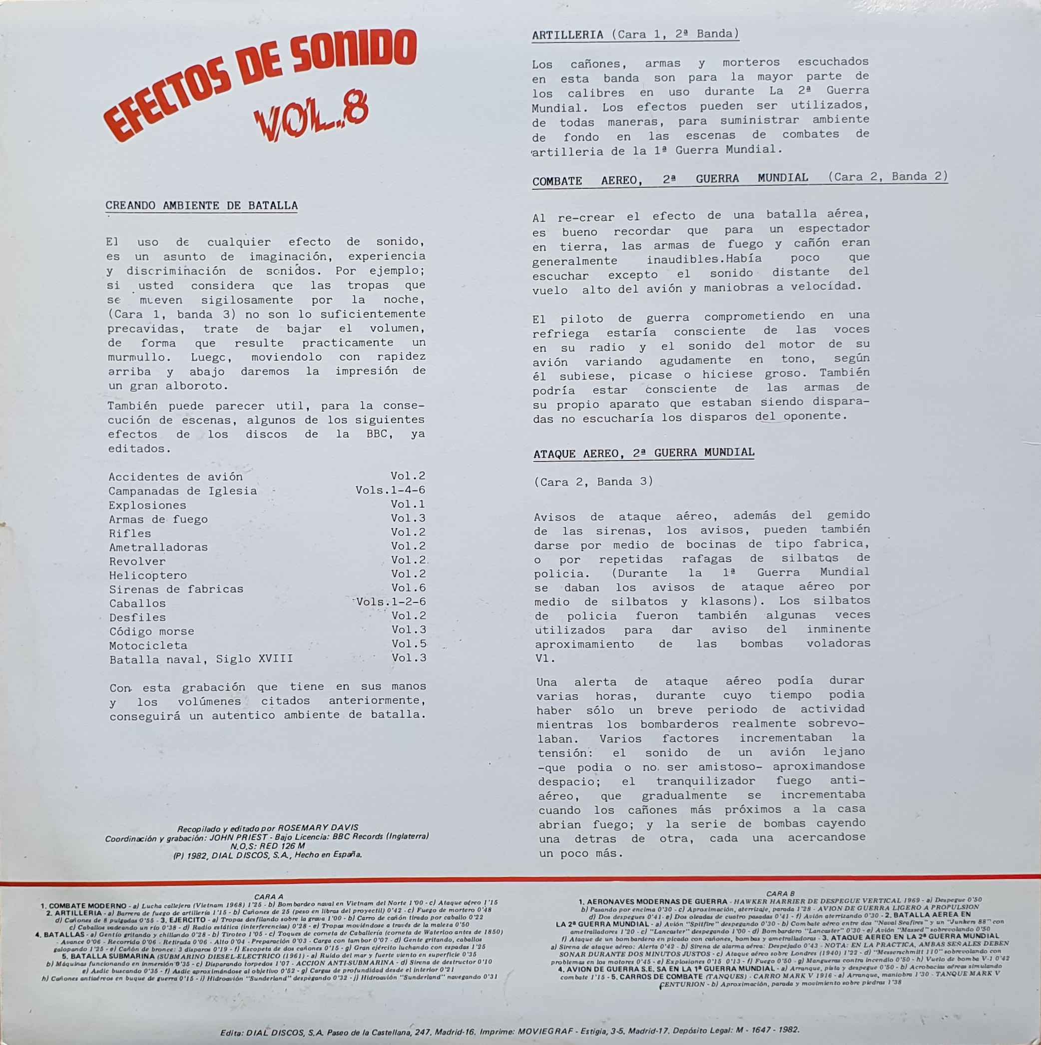 Picture of 51.0112 Efectos de sonido No 8 by artist Various from the BBC records and Tapes library